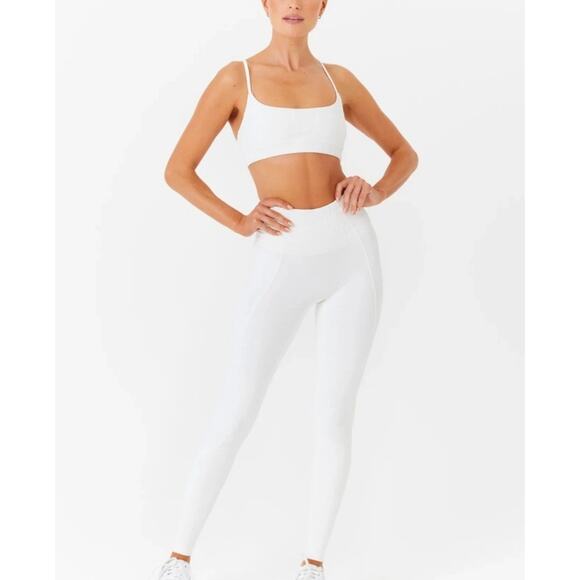 Gigi C Ava Texture High Rise Leggings Womens Sz Small White...